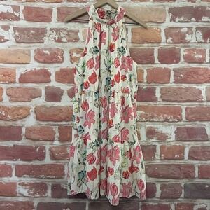 Jade Melody Tam Dress Womens Large Multicolor Floral Halter Tiered Maxi Sundress